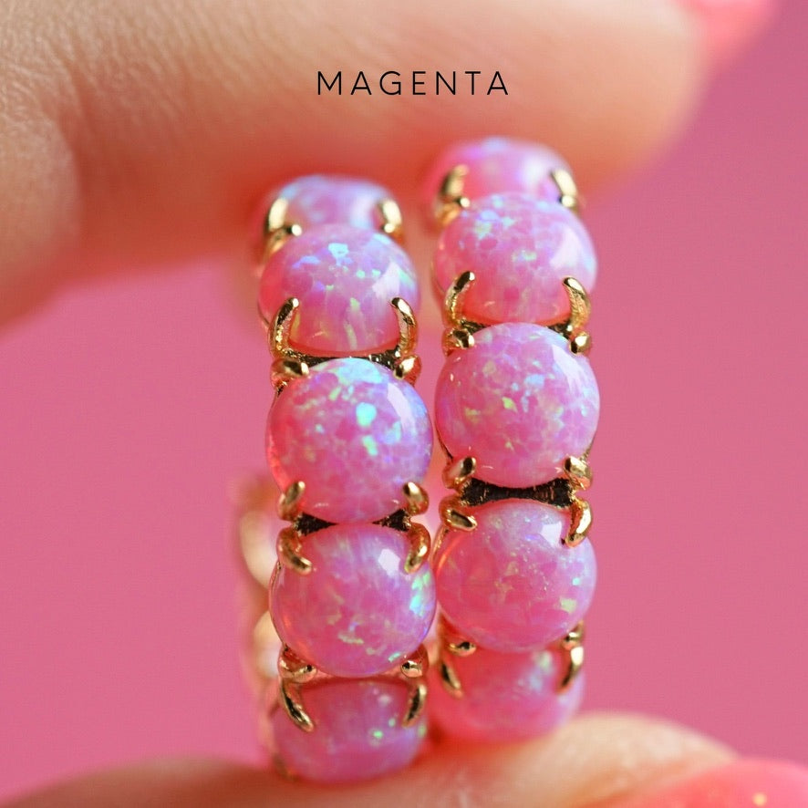 Colorful Lab Opal Hoop Earrings | Available in 40+ Colors
