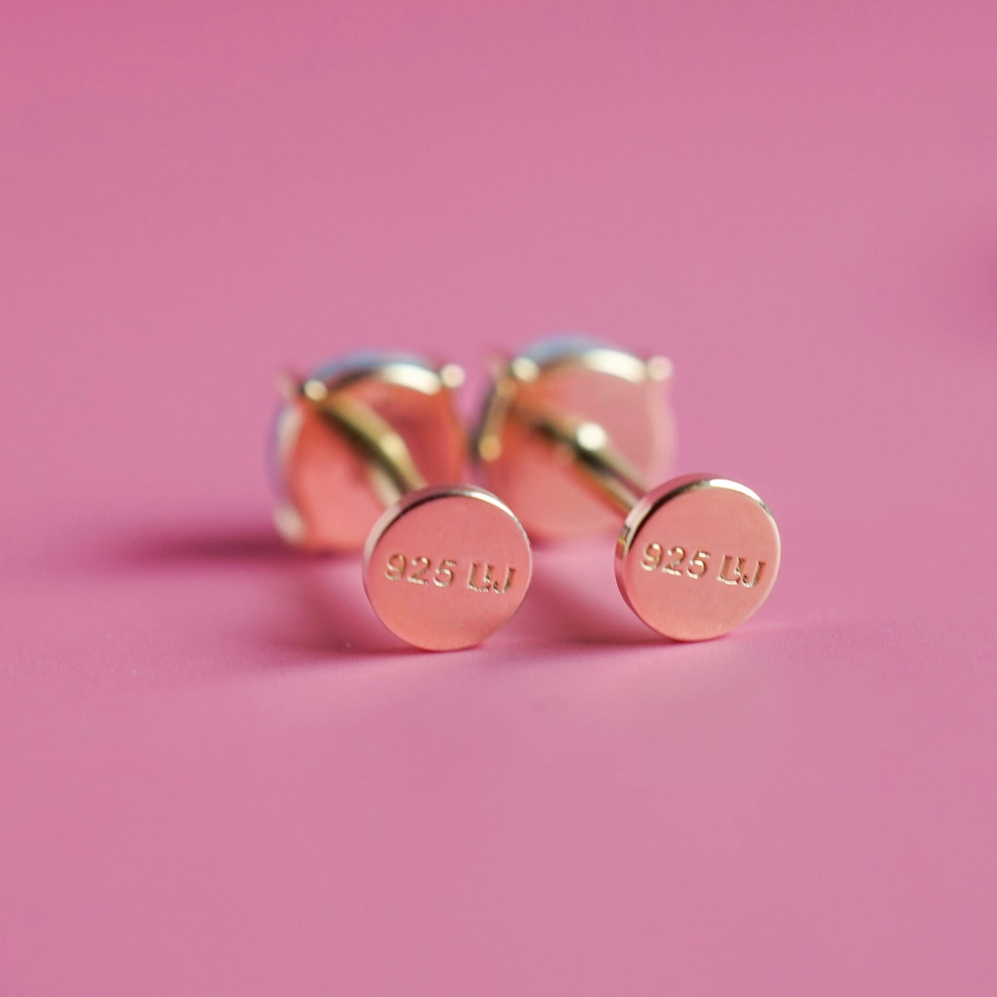 Flat Back Sterling Silver Opal Stud Earrings