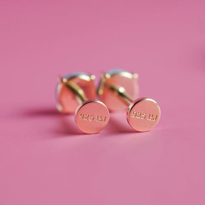 Flat Back Sterling Silver Opal Stud Earrings