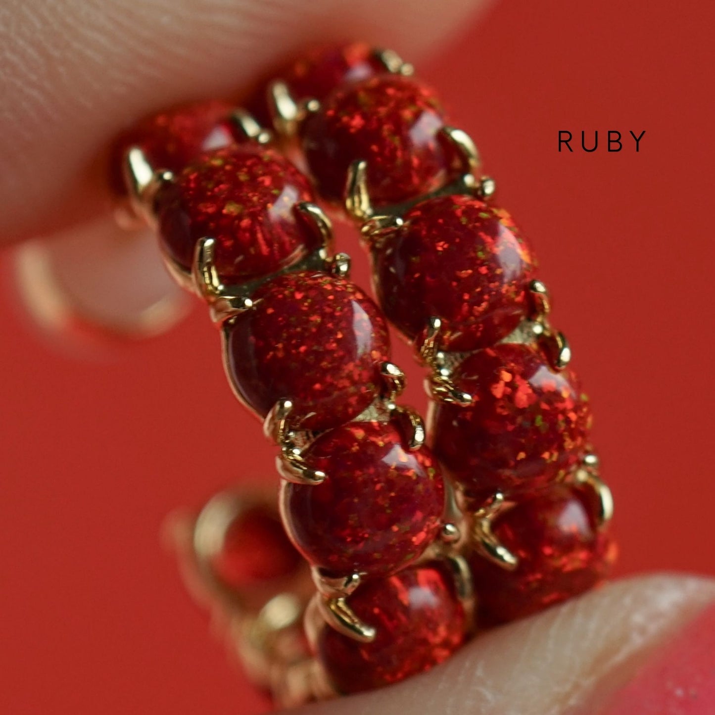 The Red Lab Opal Hoop