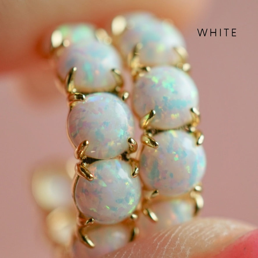 Colorful Lab Opal Hoop Earrings | Available in 40+ Colors