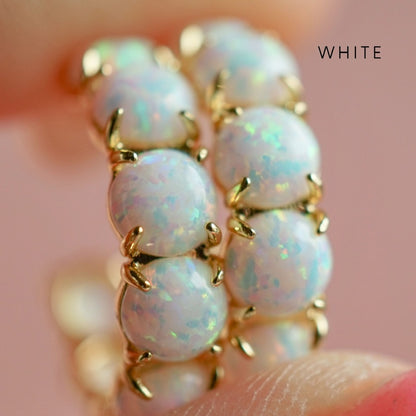 Colorful Lab Opal Hoop Earrings | Available in 40+ Colors