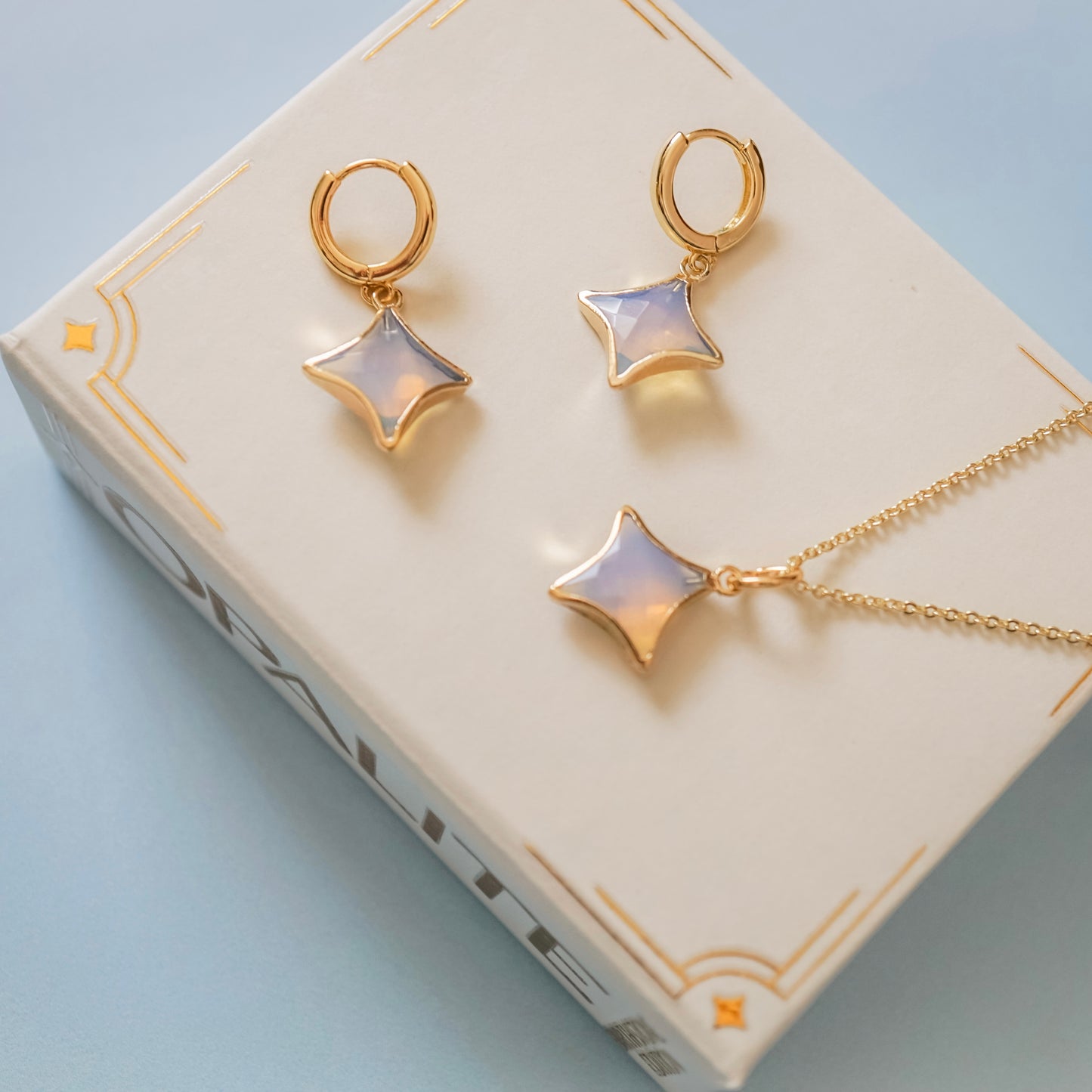 Stella Birthstone Jewelry Set – Star Necklace & Huggie Earrings | Birthstone Gift Set