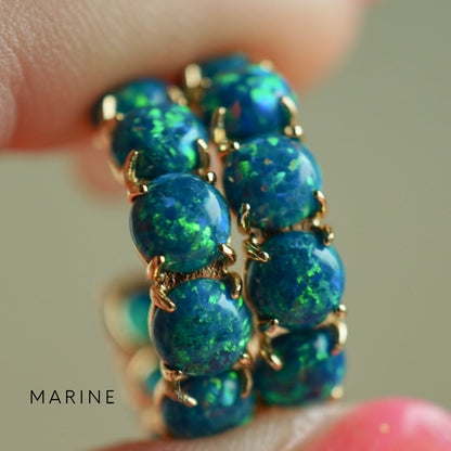 Colorful Lab Opal Hoop Earrings | Available in 40+ Colors