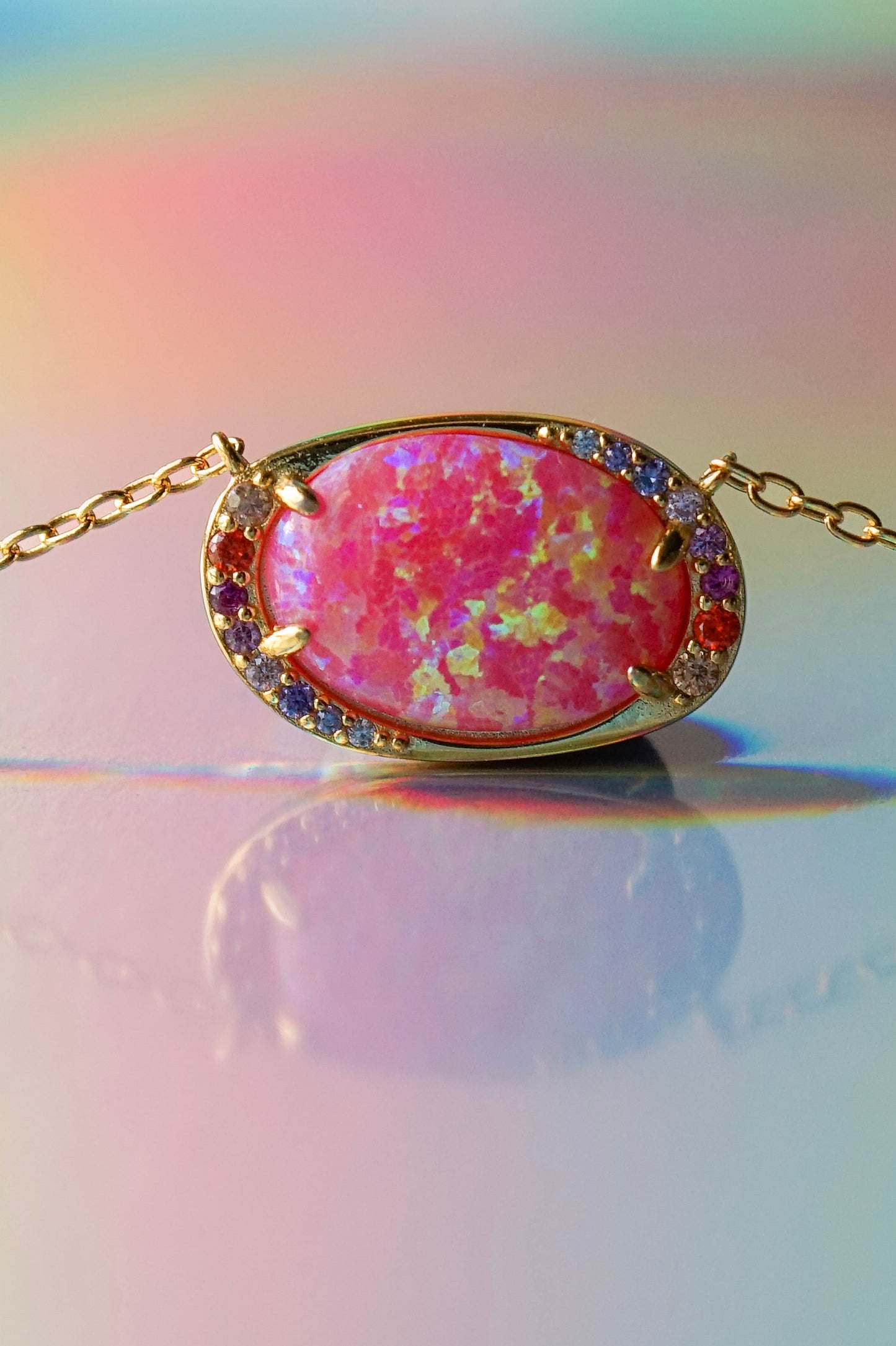 Lab Opal Aurora Necklace - Layer It Jewelry