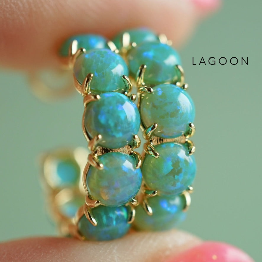 Colorful Lab Opal Hoop Earrings | Available in 40+ Colors