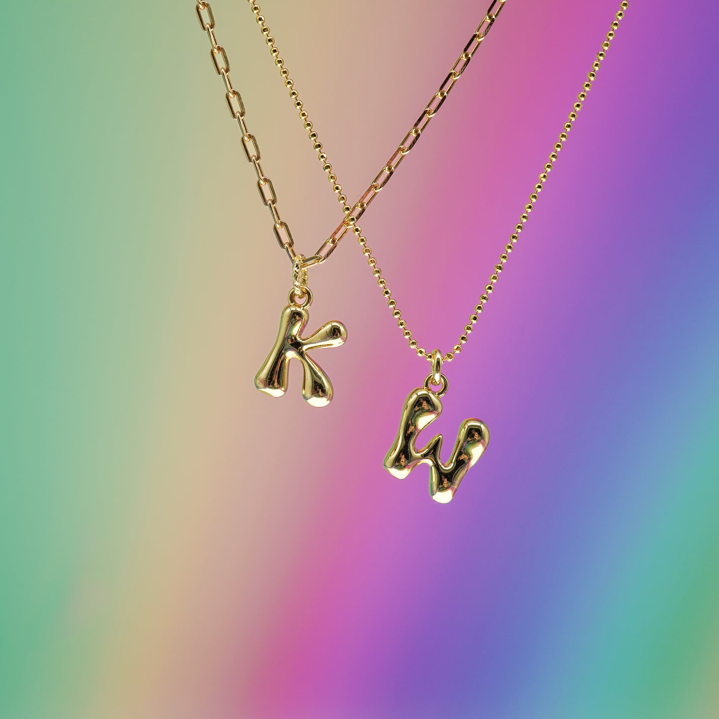 Gold Bubble Letter Charm