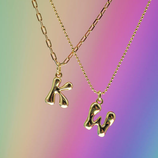 Gold Bubble Letter Charm