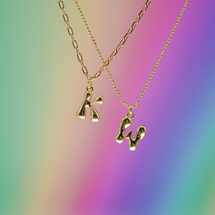 Gold Bubble Letter Charm