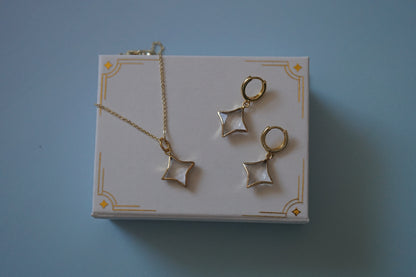 Stella Birthstone Jewelry Set – Star Necklace & Huggie Earrings | Birthstone Gift Set