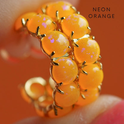 Colorful Lab Opal Hoop Earrings | Available in 40+ Colors