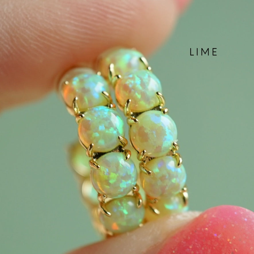 Colorful Lab Opal Hoop Earrings | Available in 40+ Colors