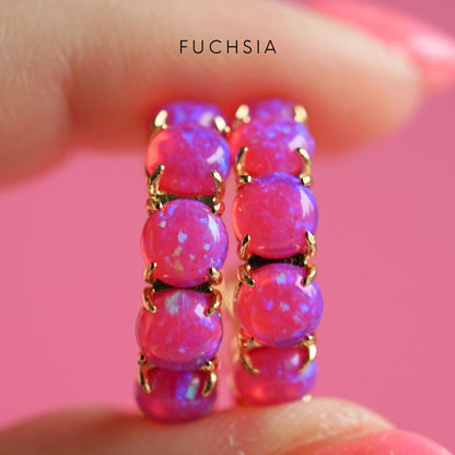 Colorful Lab Opal Hoop Earrings | Available in 40+ Colors