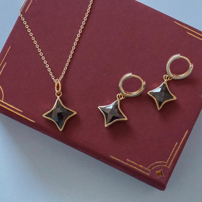 Stella Birthstone Jewelry Set – Star Necklace & Huggie Earrings | Birthstone Gift Set