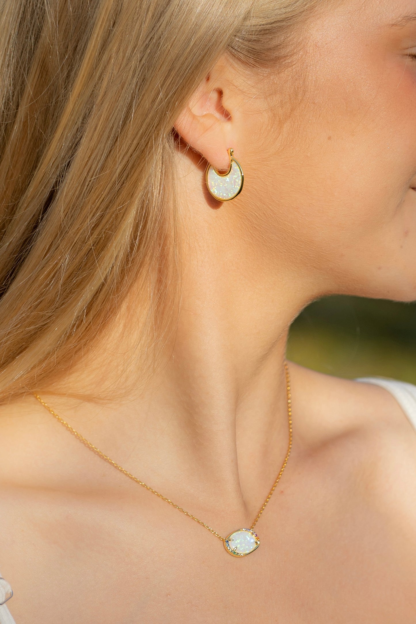 Lab Opal Eclipse Hoops