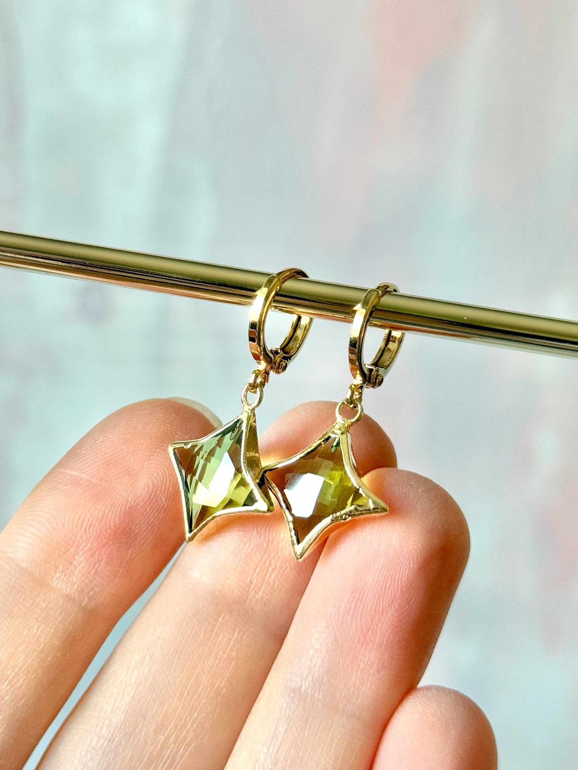 Star Gemstone Huggies- Birthstones - Layer It Jewelry