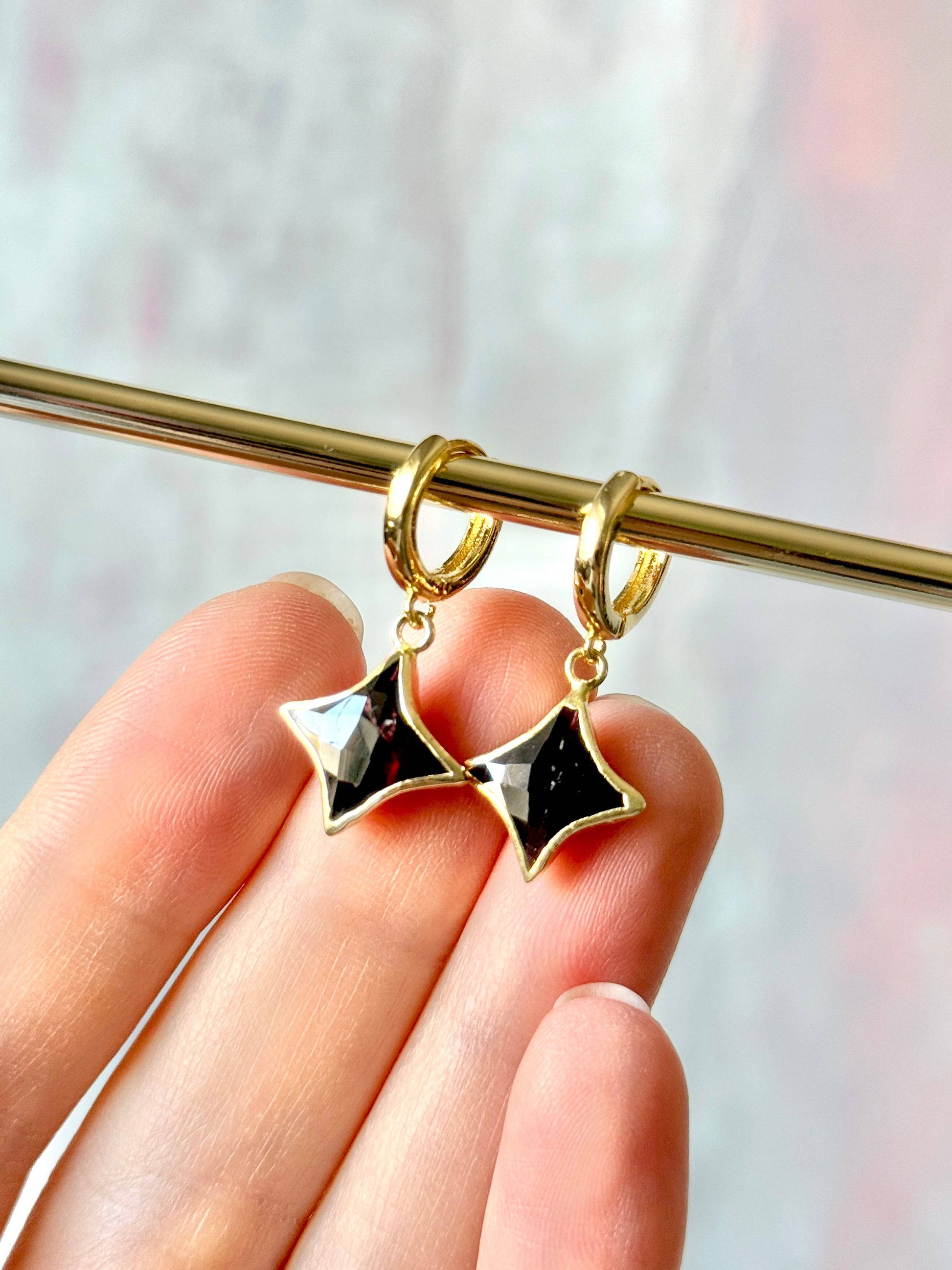 Star Gemstone Huggies- Birthstones - Layer It Jewelry