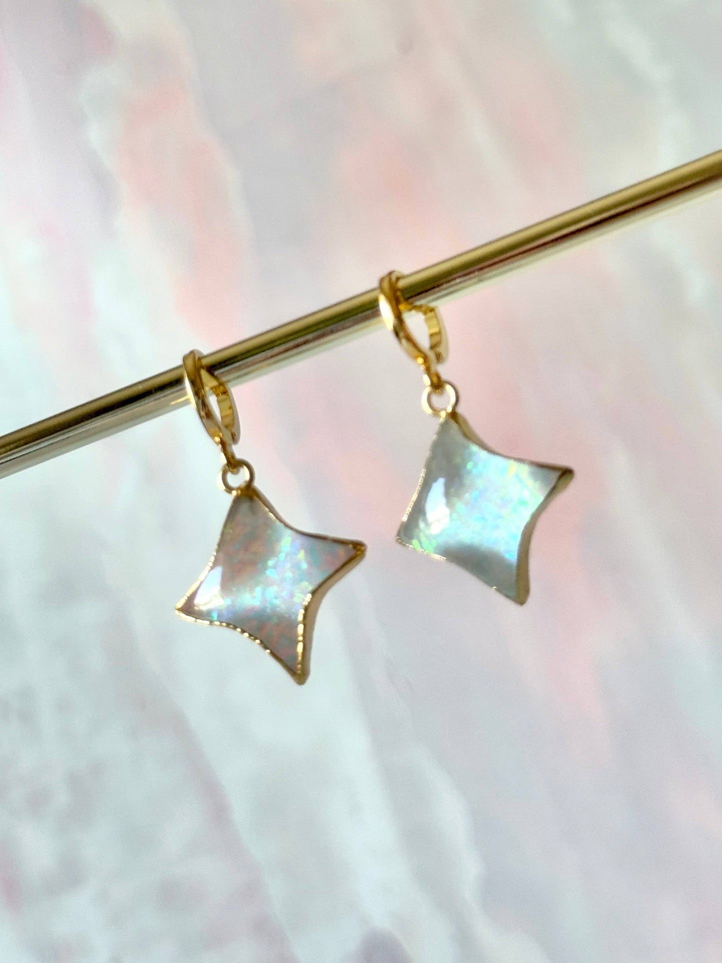 Star Gemstone Huggies- Birthstones - Layer It Jewelry