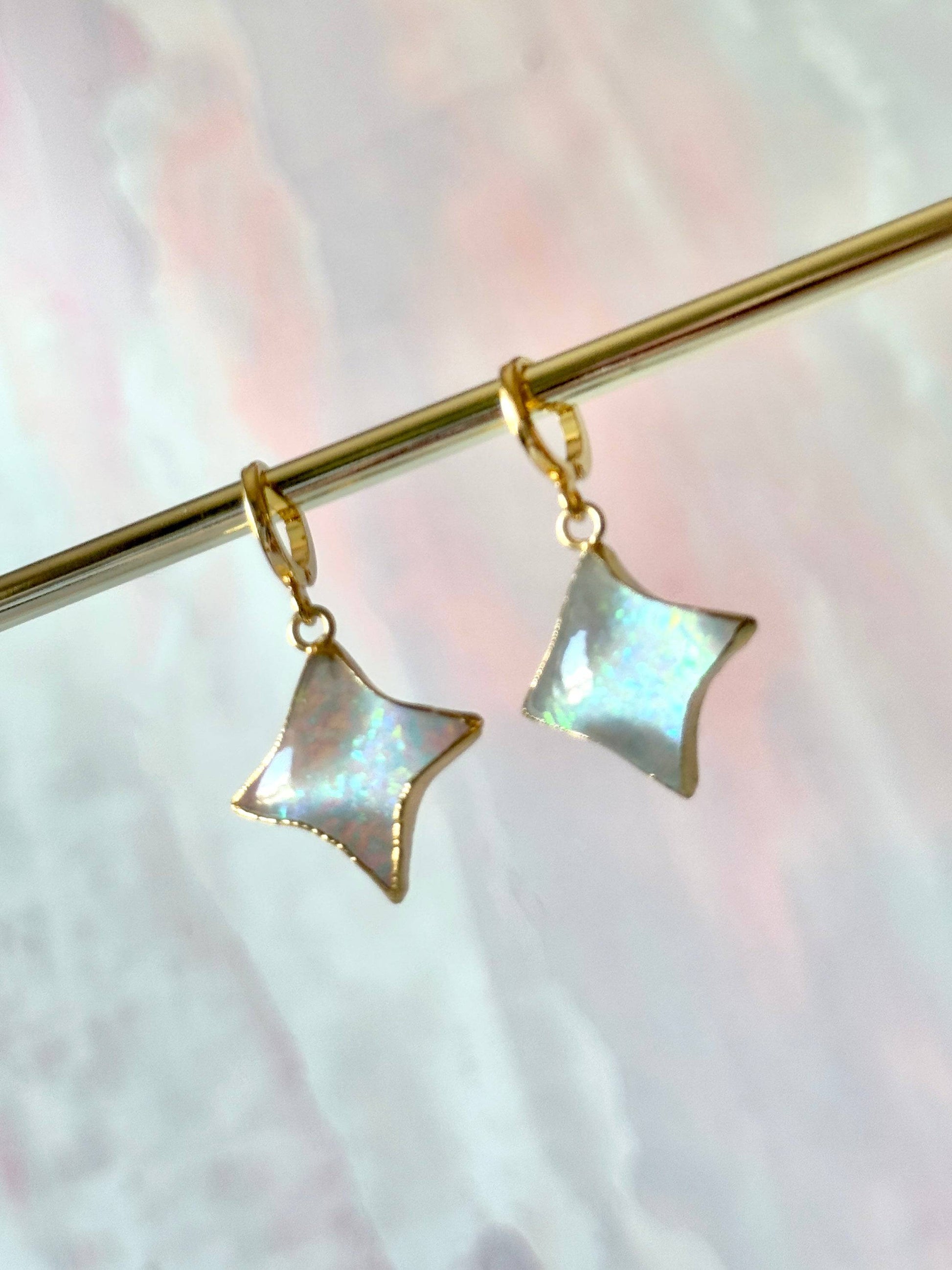 Star Gemstone Huggies- Birthstones - Layer It Jewelry