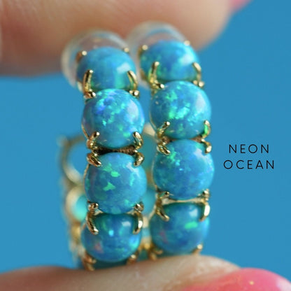 Colorful Lab Opal Hoop Earrings | Available in 40+ Colors