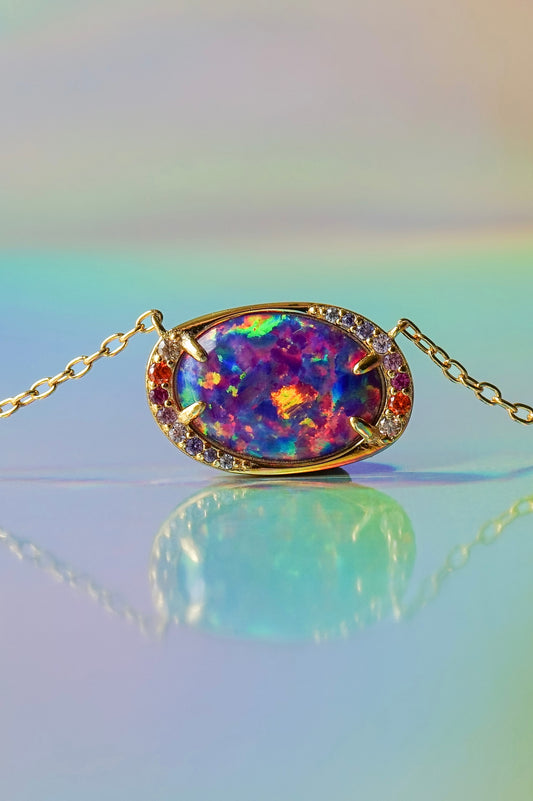Australis Lab Opal Aurora Necklace - Layer It Jewelry