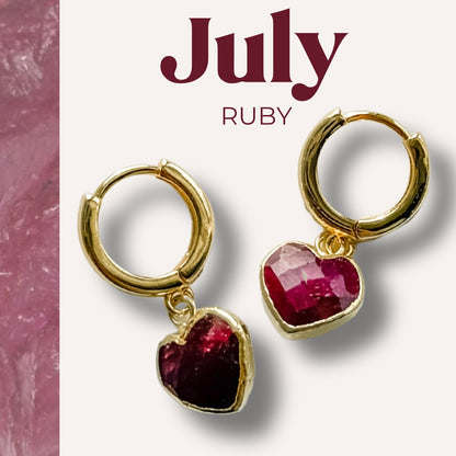 (Test) The Cora Heart Gemstone Huggies - Birthstones - Layer It Jewelry