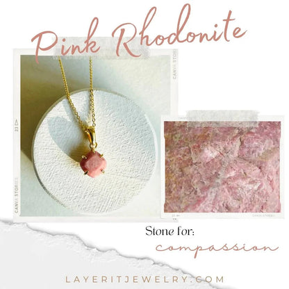 GENUINE Pink Rhodonite Necklace - Layer It Jewelry