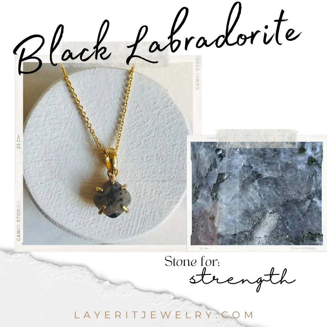 GENUINE Black Labradorite Necklace - Layer It Jewelry