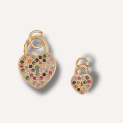 Mom & Mini Lock Heart Necklace Set