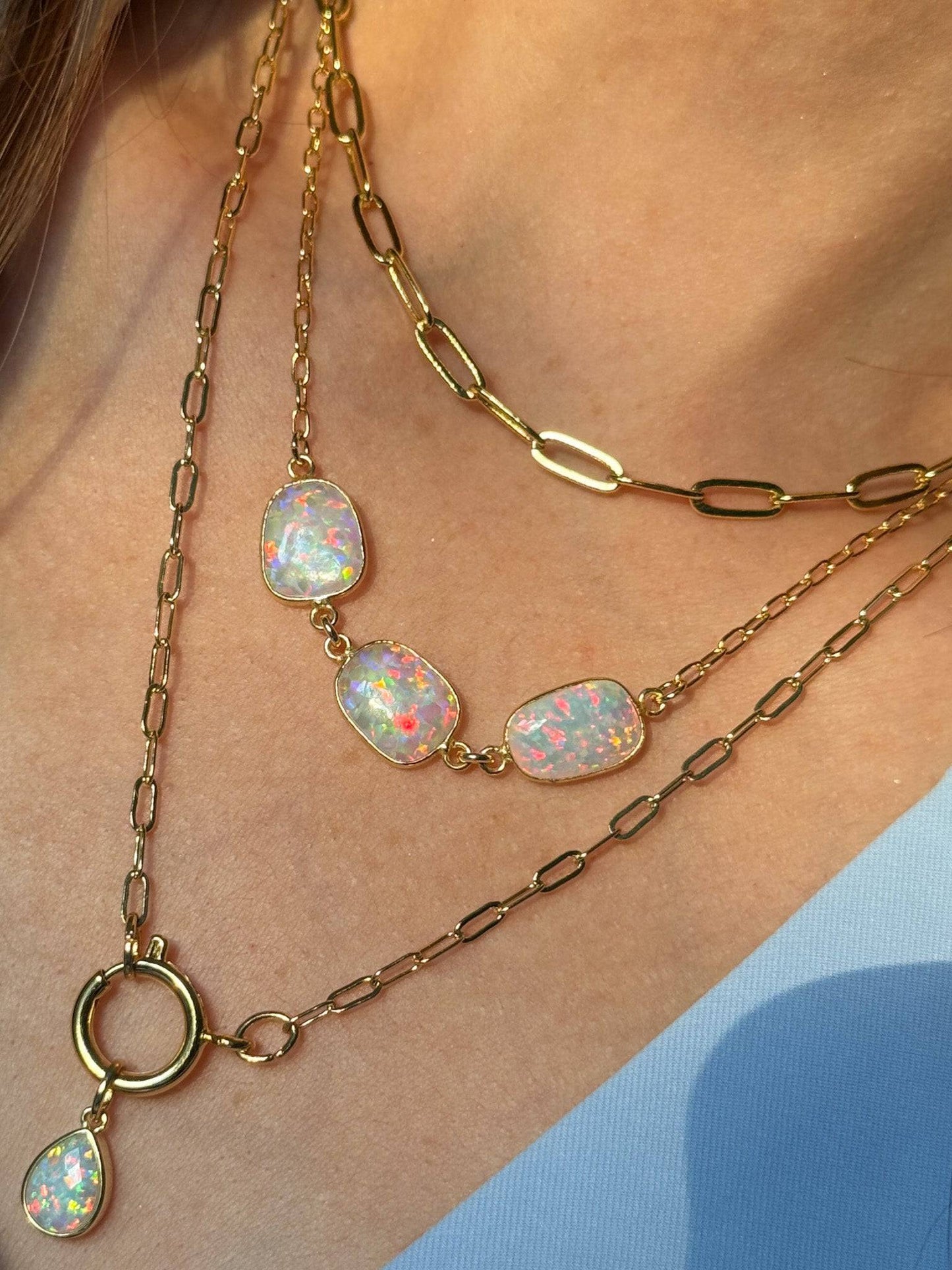 Adjustable White Opal Necklace - Layer It Jewelry
