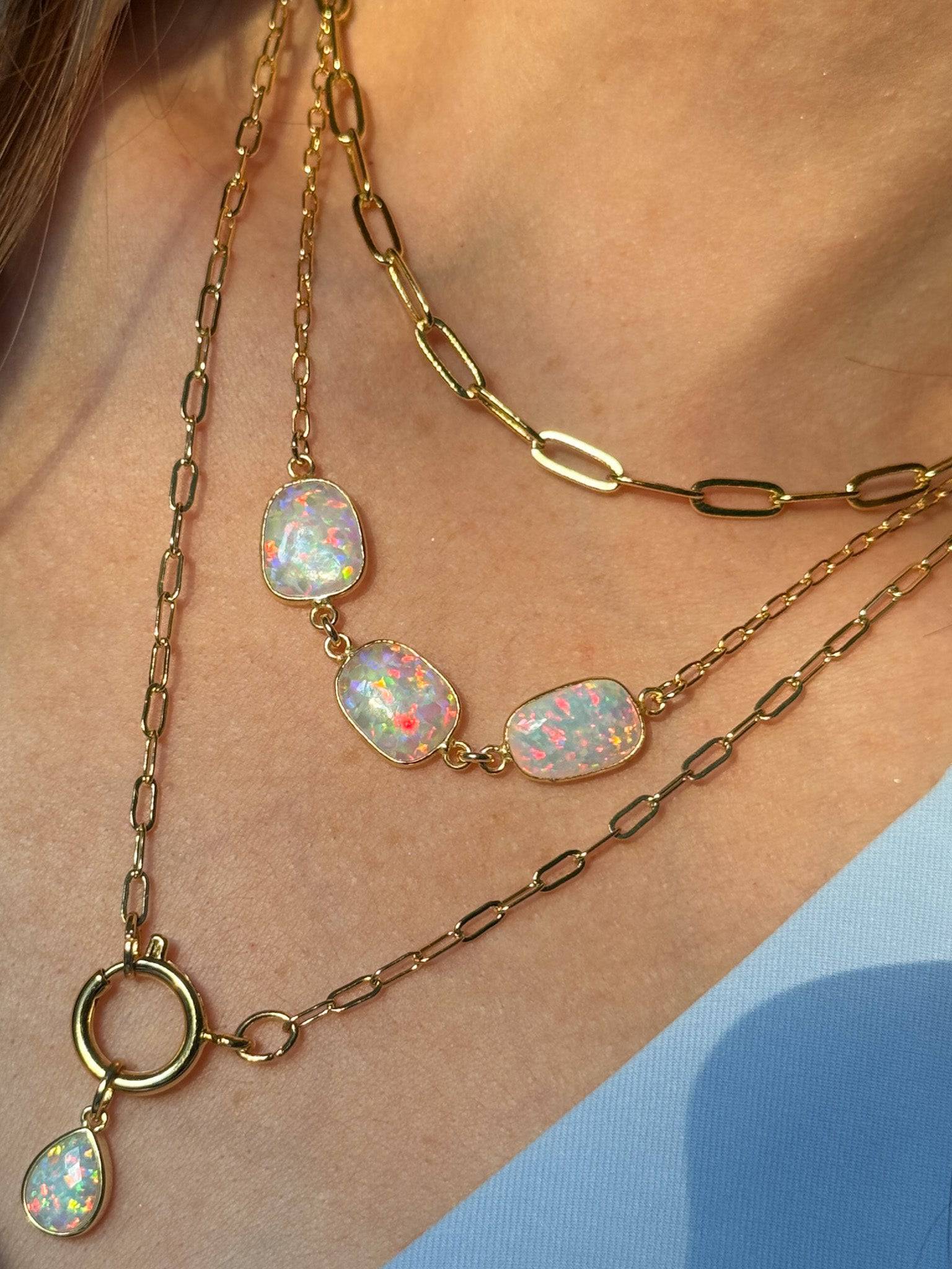 Adjustable White Opal Necklace - Layer It Jewelry
