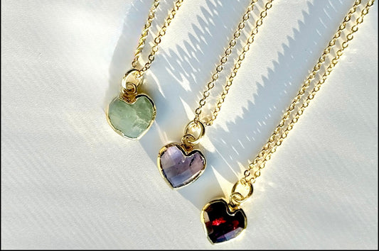 The Cora Birthstone Heart Necklace - Layer It Jewelry