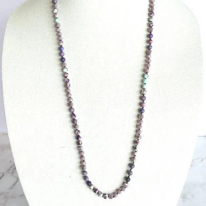 Long Gemstone Necklace in Purple - Layer It Jewelry