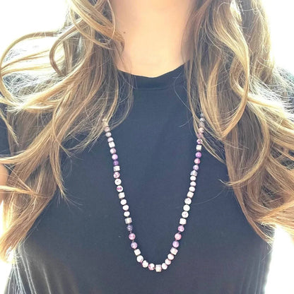 Long Gemstone Necklace in Purple - Layer It Jewelry