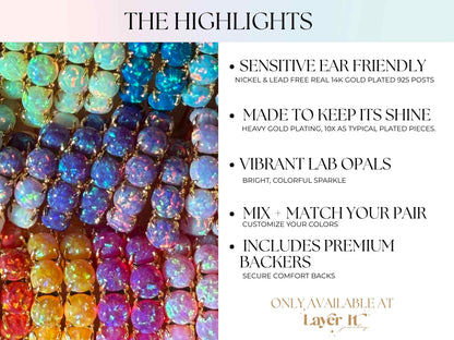 Custom Lab Opal Hoop Earrings | Choose From 40 Colors - Layer It Jewelry