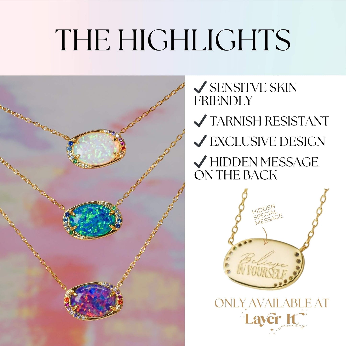 Halo Lab Opal Aurora Necklace - Layer It Jewelry