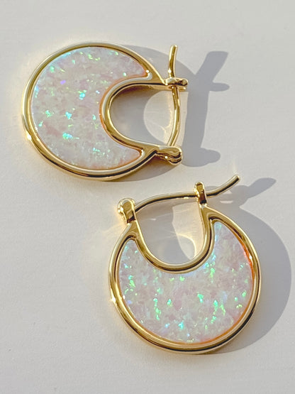 Lab Opal Eclipse Hoops - Layer It Jewelry