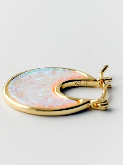Lab Opal Eclipse Hoops - Layer It Jewelry