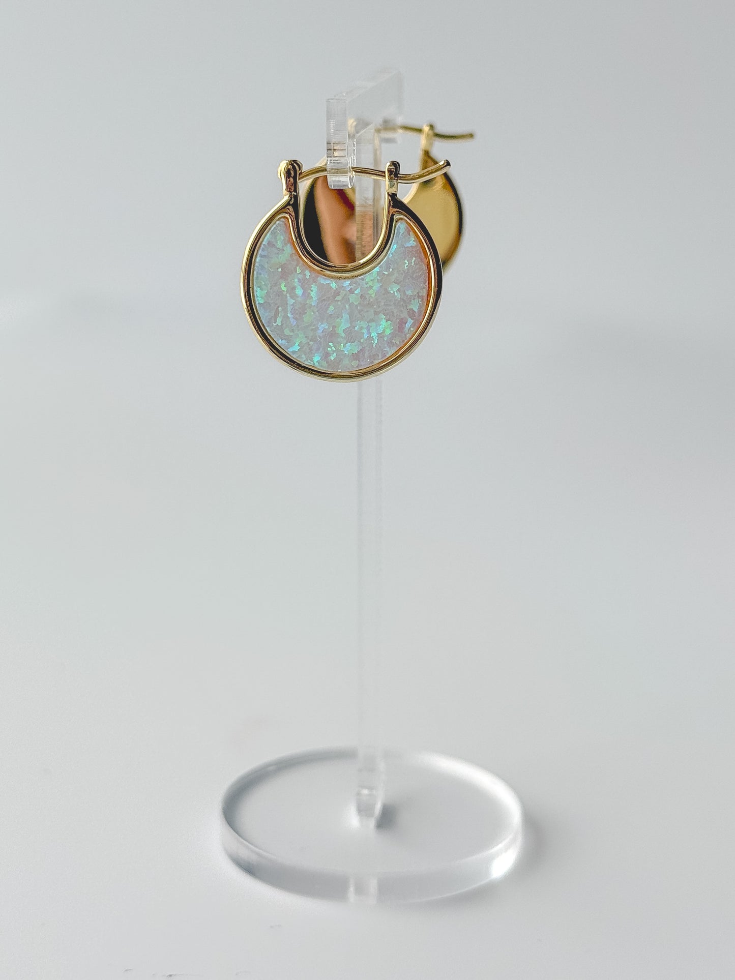 Lab Opal Eclipse Hoops - Layer It Jewelry