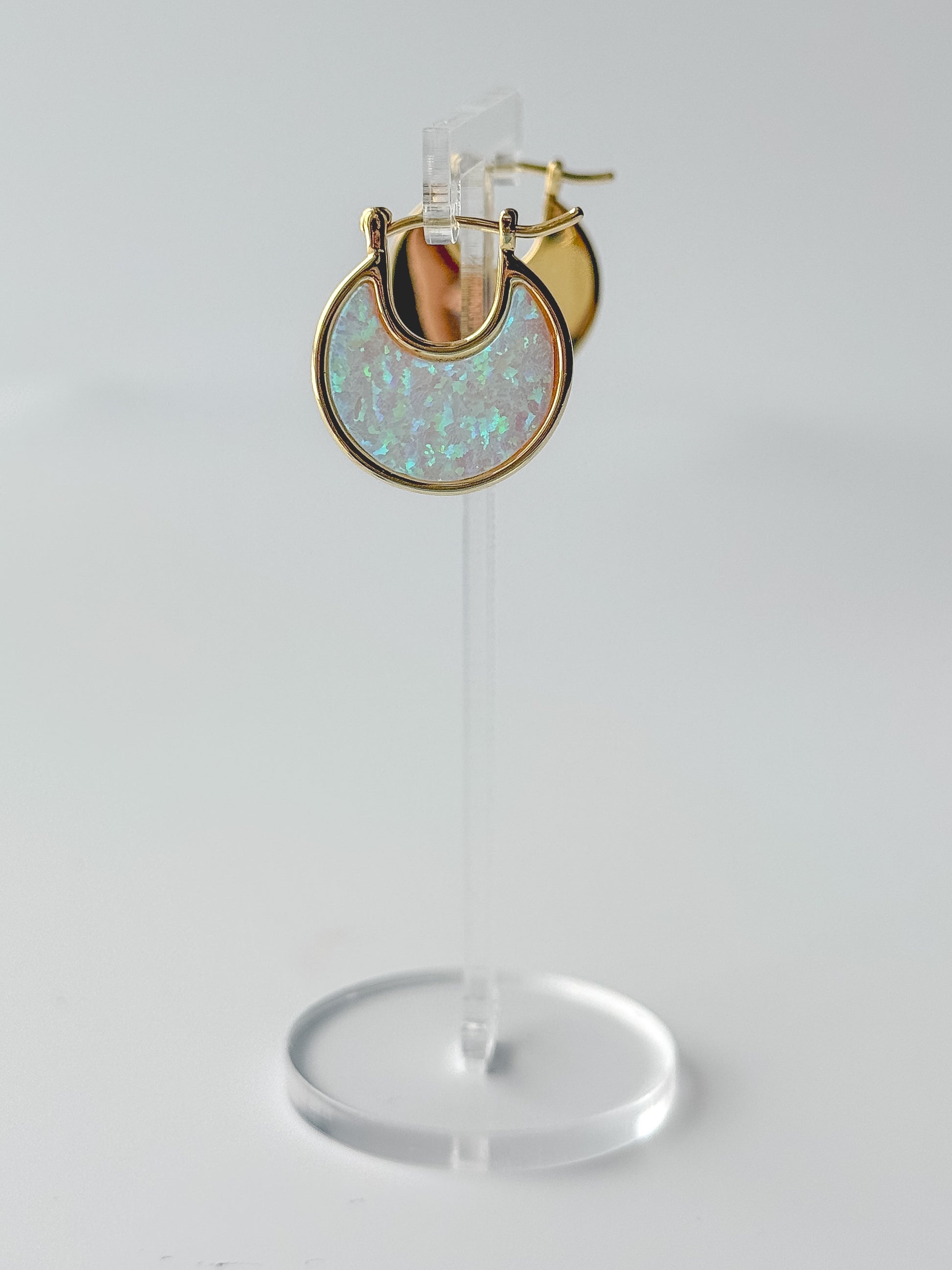 Lab Opal Eclipse Hoops - Layer It Jewelry