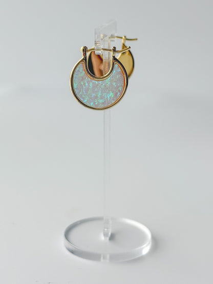 Lab Opal Eclipse Hoops - Layer It Jewelry