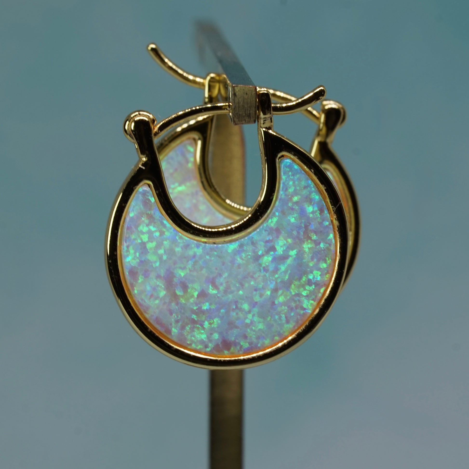 Lab Opal Eclipse Hoops - Layer It Jewelry