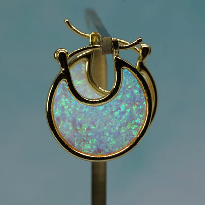 Lab Opal Eclipse Hoops - Layer It Jewelry