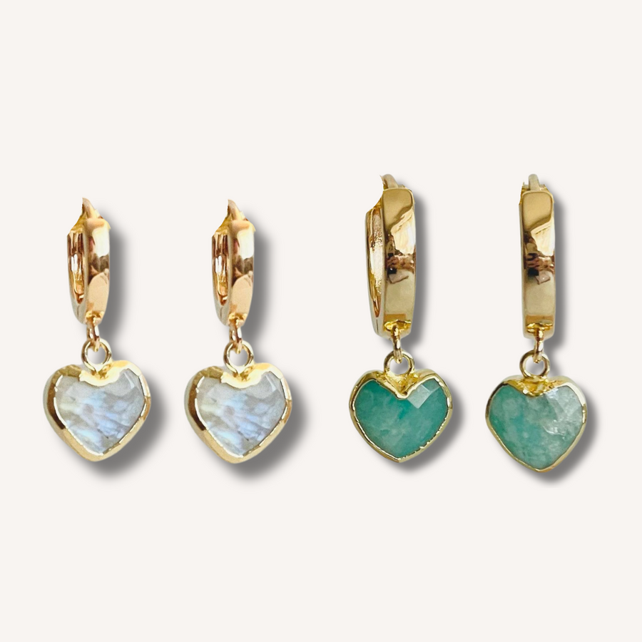 The Cora Heart Gemstone Huggies
