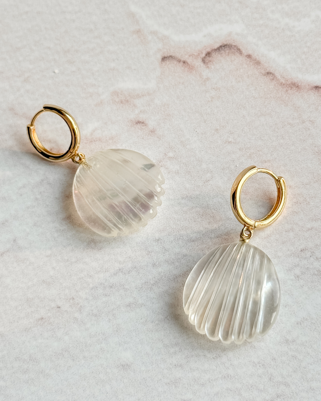 Mother of Pearl Shell Huggie Earrings - Layer It Jewelry