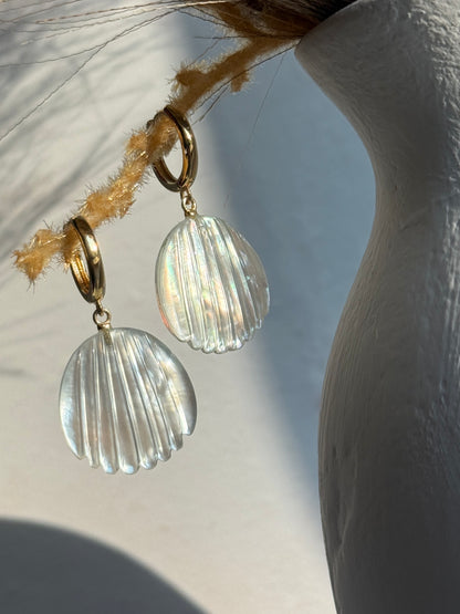 Mother of Pearl Shell Huggie Earrings - Layer It Jewelry