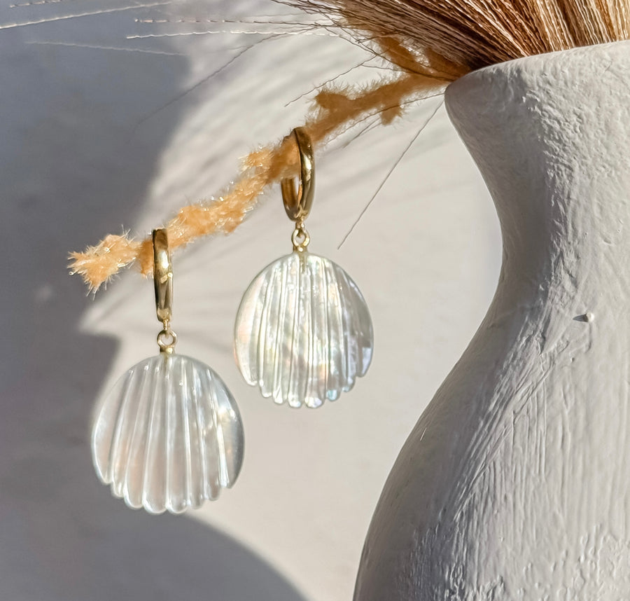 Mother of Pearl Shell Huggie Earrings