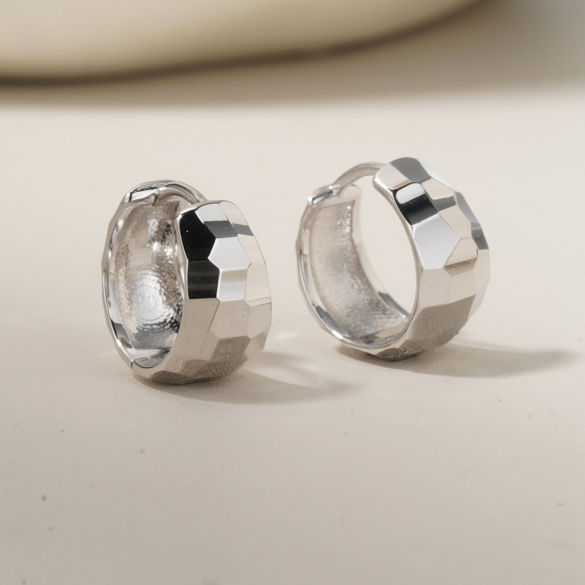 Silver Disco Hoop Huggies - Layer It Jewelry
