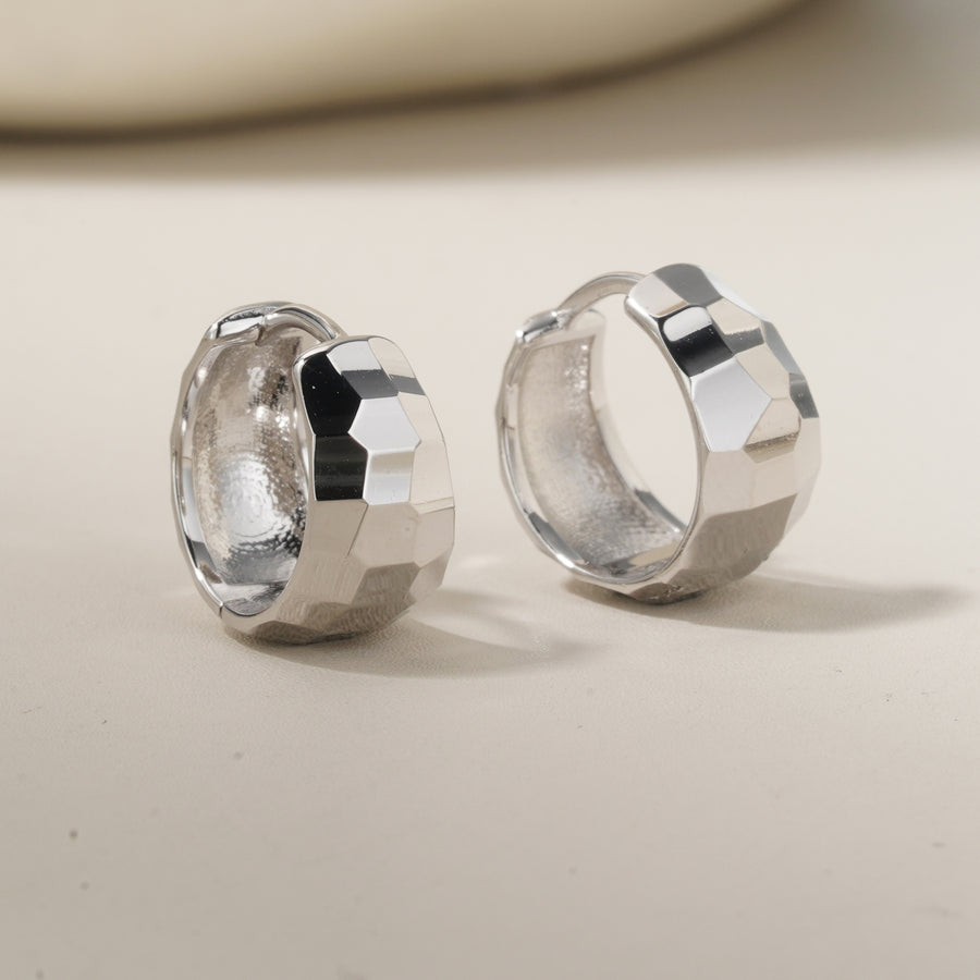 Silver Disco Hoop Huggies