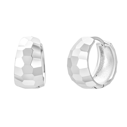 Silver Disco Hoop Huggies - Layer It Jewelry